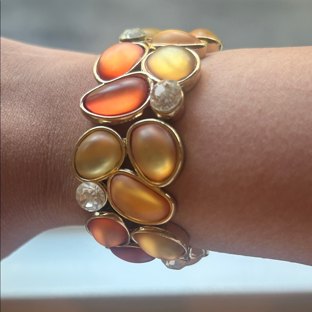 Elegant Gold and Orange Women's Bracelet